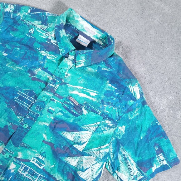 Columbia Other - Columbia Shirt Mens Large Rapid Rivers Blue Green Sailboat‎ Lighthouse Print